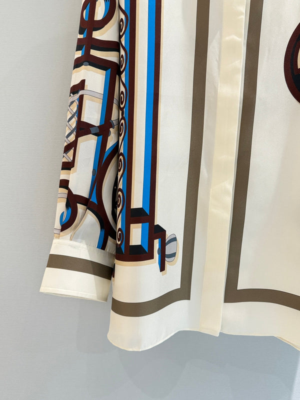 HM L'Enseigne du Sellier Print Shirt Cream Silk 650624