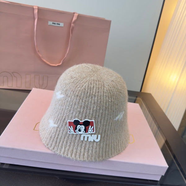 Miu Wool Bucket Hat With Cartoon Character 477554