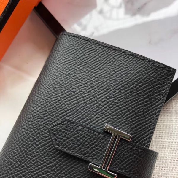 HM Bearn 10cm Mini Wallet In Black Epsom Leather