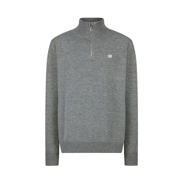 CELINE Embroidered Zipper Polo Sweater Wool Cotton