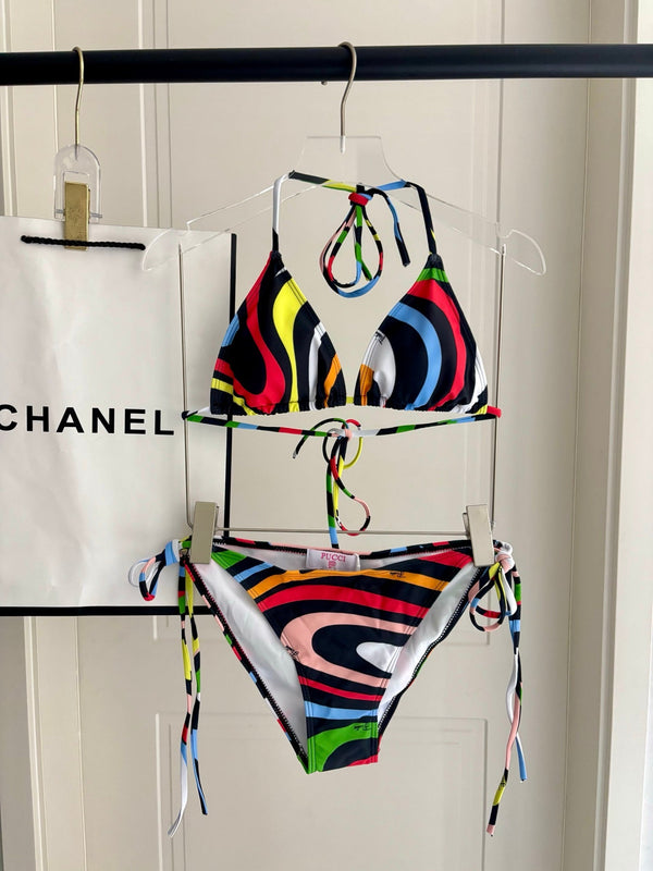 Pucci Printed Two-Piece Bikini Multicolor Cotton Blend 155431