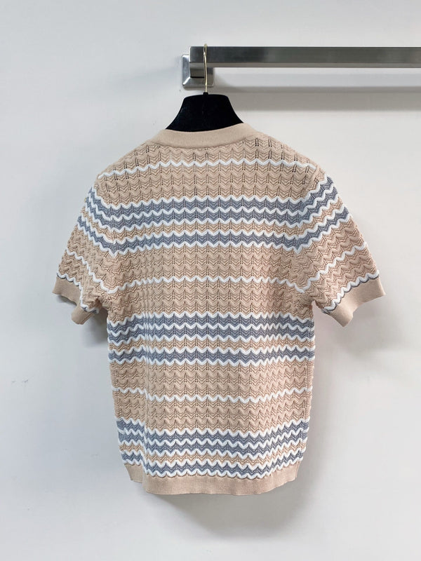 Chanel Two-Tone Cardigan Short-sleeved Shirt in Viscose