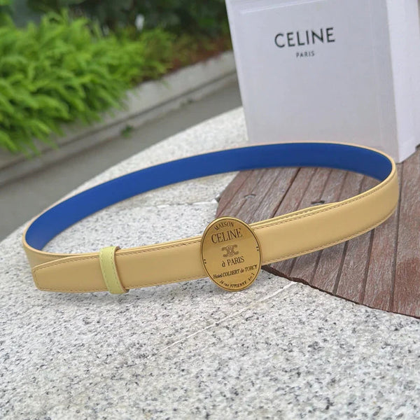 CL 2026 Double-sided Belt 2.5cm Cowhide Gold Silver Buckle