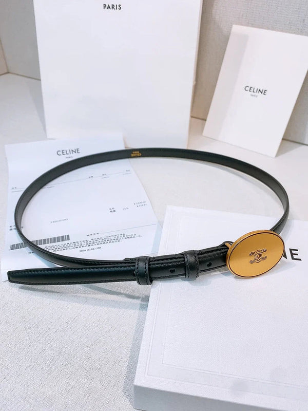 CL 2026 Leather Belt 1.3cm With Gold-plated Triomphe Buckle