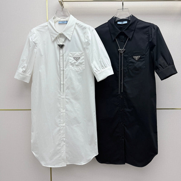 Prad 2026 Puff Sleeve Shirt Dress Cotton 396892