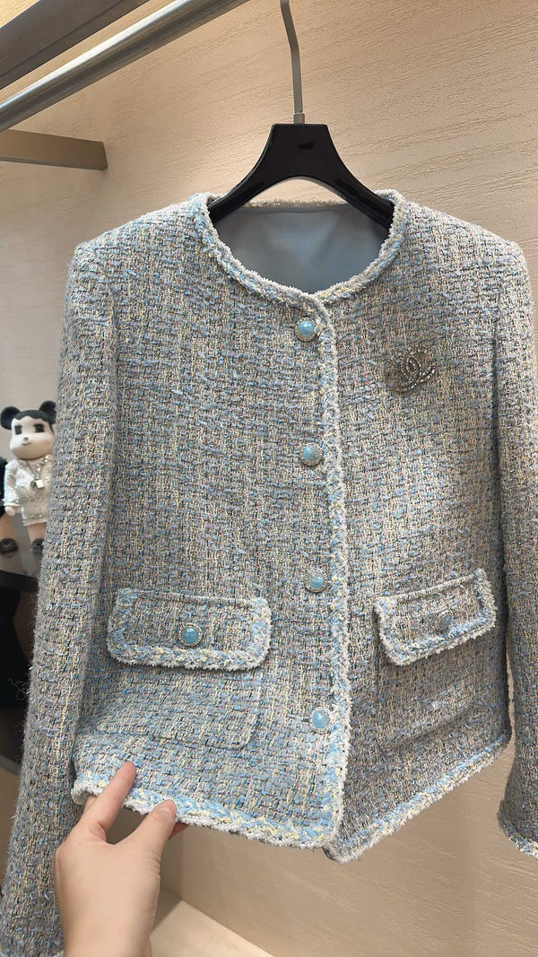 CC Jacket Jade Buttons Blue Multicolor Tweed 415645