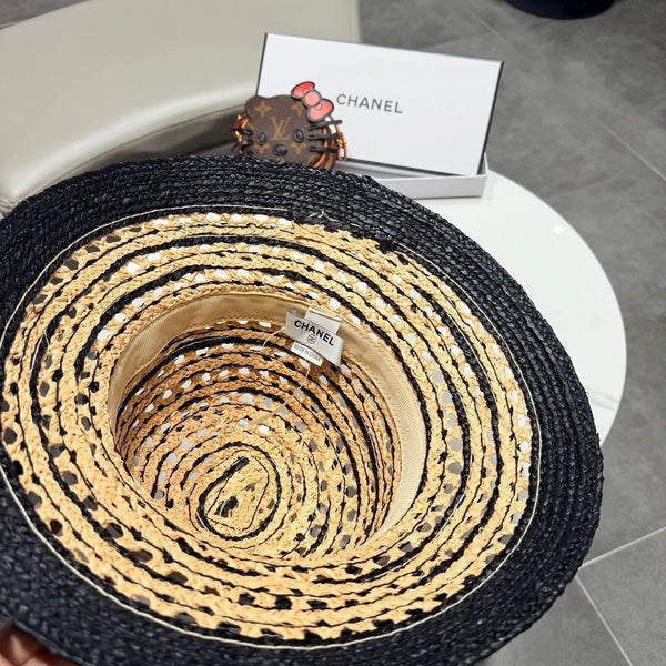 Chanel Hollowed-out Bow Straw Hat