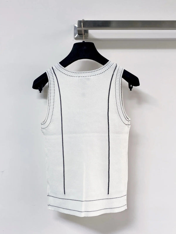 Chanel 2026 Bow V-neck Vest White Wool 212271