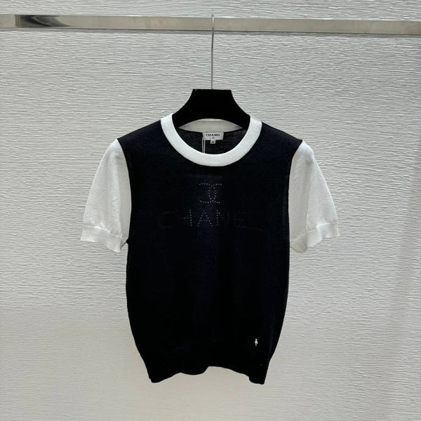 CC 2026 Simple Crew Neck Knitted Short-Sleeve Wool Tencel 397722