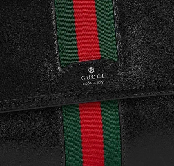 GG 2026 Web Trademark Bag 24cm Black Calfskin
