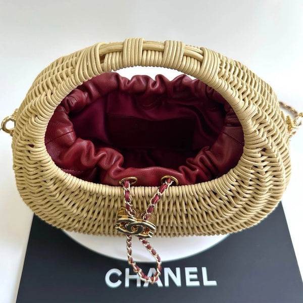 CC 26s Structured Basket Bag Beige Wicker Leather