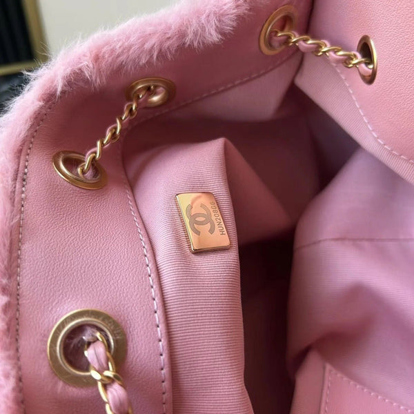 CC 2026 Hobo Bag 30cm Pink Fur Leather