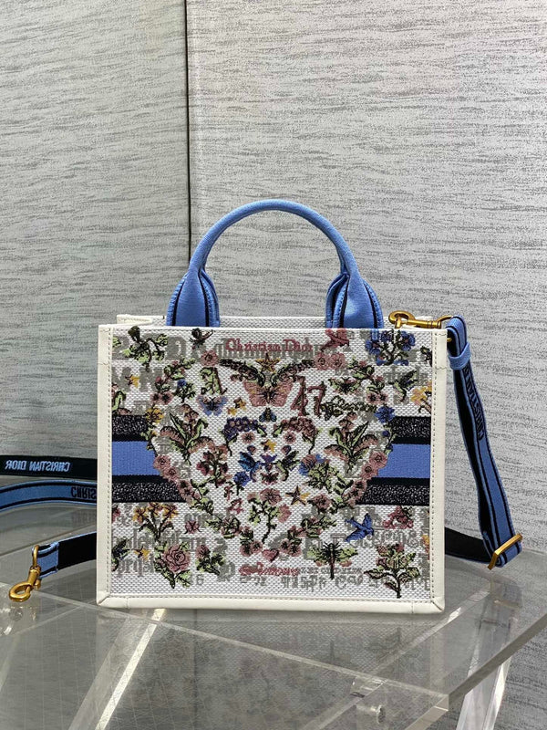 CD 2026 Book Tote 26cm White Blue mix Colors Canvas