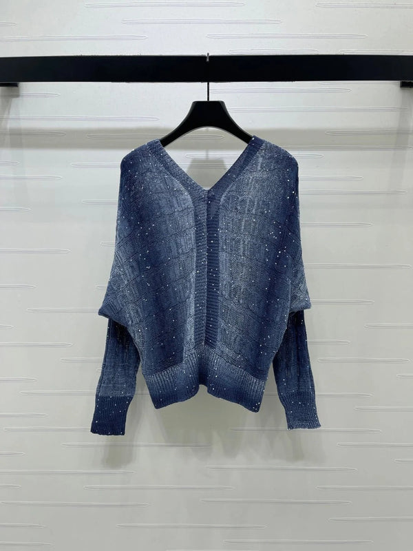 CC 2026 V-neck Long-sleeved Cardigan Blue Viscose Tencel 773798