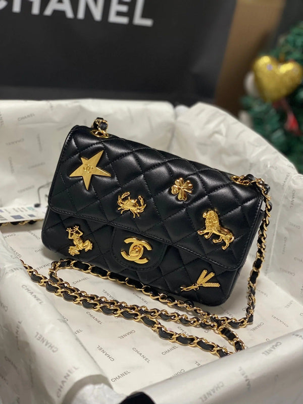 CC 26s Animal Gold Charm Flap Bag Lambskin