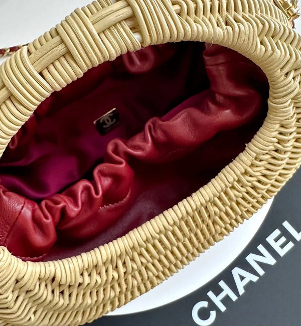 CC 26s Structured Basket Bag Beige Wicker Leather
