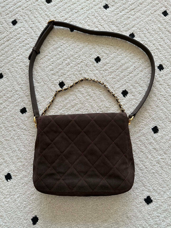 CC 2026 Shoulder Bag 25cm Brown Suede