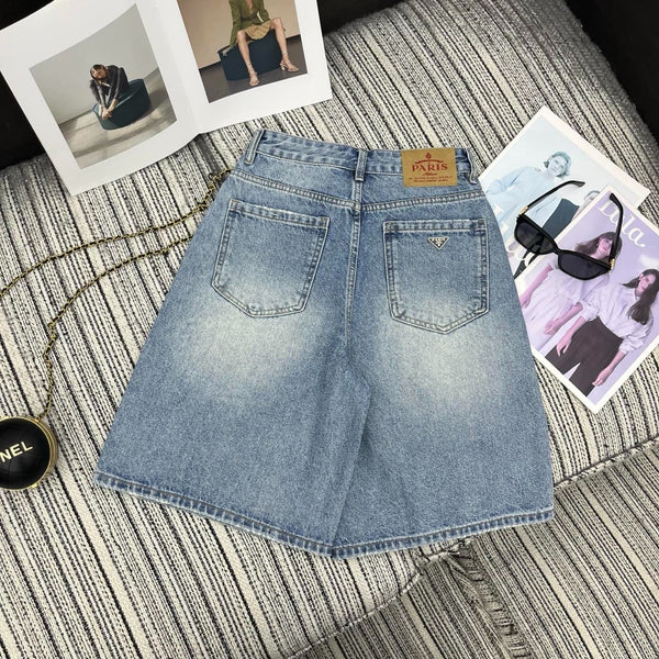 Pra 2026 Short Jean Light Blue Cotton 650231