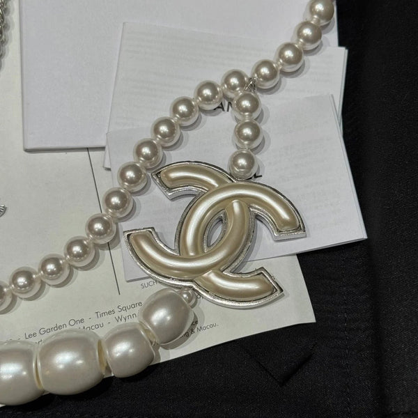CC 2026 Pearl Double-Layer CC Pendant Necklace Belt
