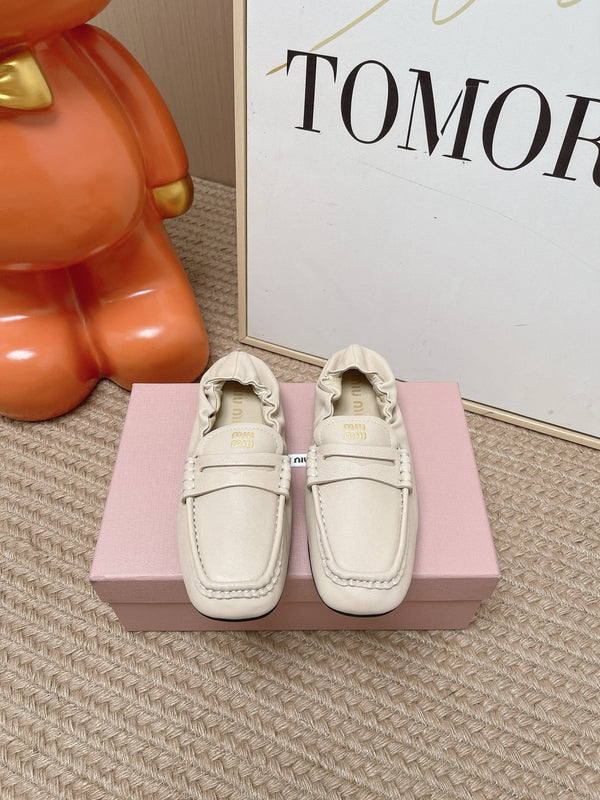 Miu 2026 Ruches Penny Loafers Suede Cowhide 950931