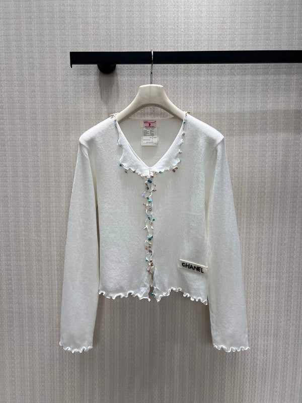 CC 26S Cardigan Bead & Rhinestone Embellishments Cashmere 425523