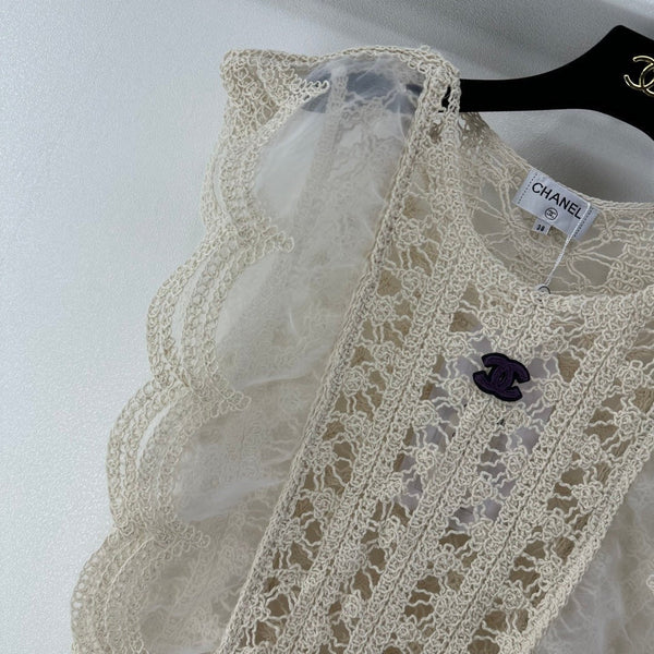 CC 2026 Crocheted Lace Vest Cream Tencel Wool 362357