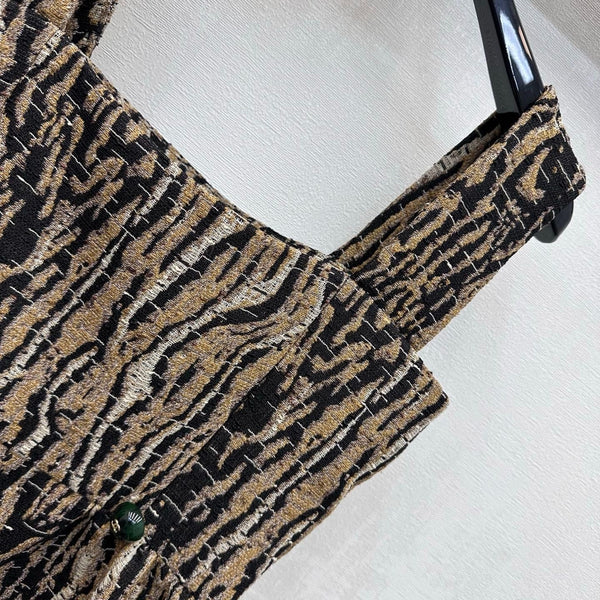 CC 2026 Tiger-print Suspender Dress Black Beige Cotton 418540