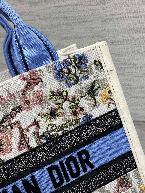 CD 2026 Book Tote 26cm White Blue mix Colors Canvas