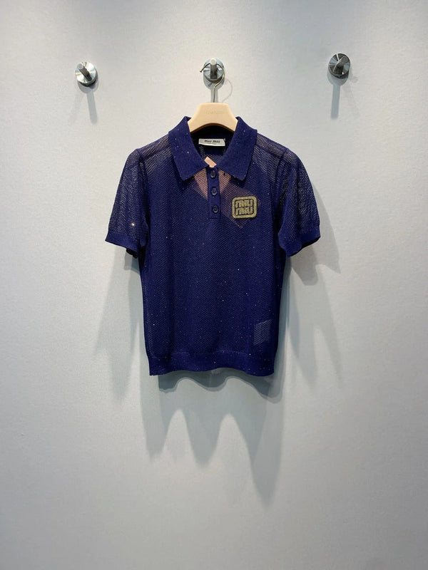 Miu 2026 Mesh Polo Shirt Tencel 648090