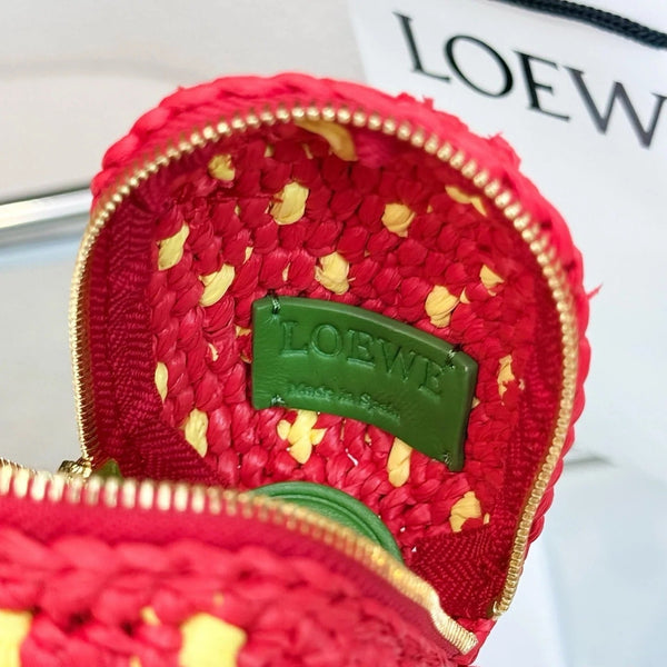 Loew Raffia Calfskin Strawberry Charm