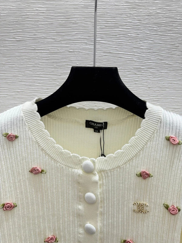 CC 2026 Floral Knitted Long Sleeve Cardigan Wool 913501