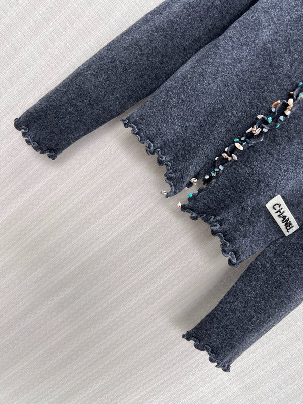 CC 26S Cardigan Bead & Rhinestone Embellishments Cashmere 425523