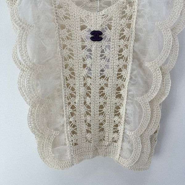 CC 2026 Crocheted Lace Vest Cream Tencel Wool 362357