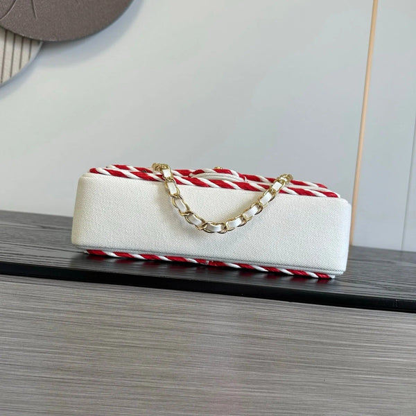 CC 26s Classic 11.12 Bag 25.5cm White Red Woven Leather