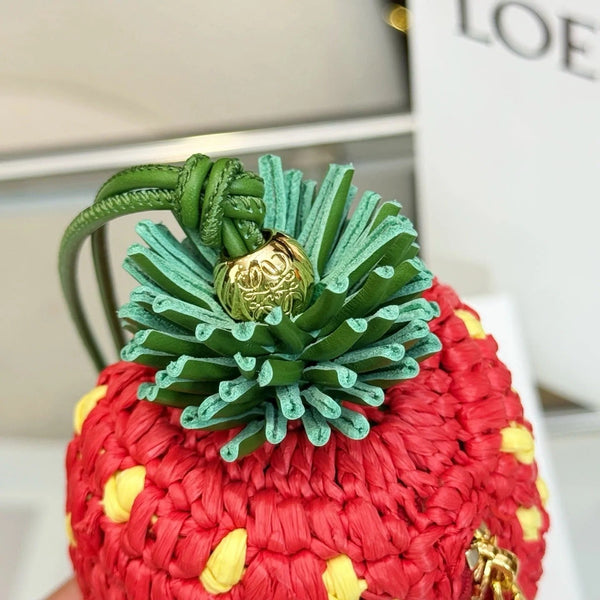 Loew Raffia Calfskin Strawberry Charm