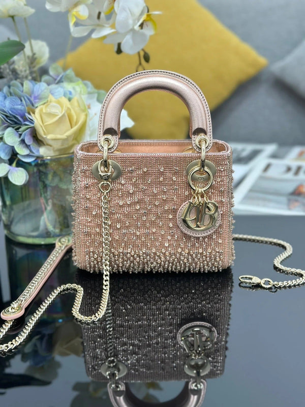CD Lady Dior Embroidered Beaded Bag 17cm Lambskin