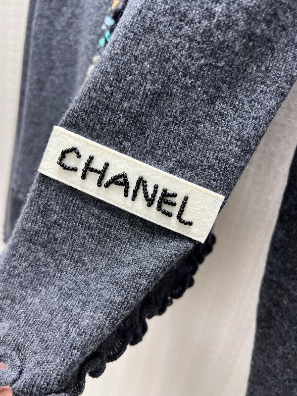 CC 26S Cardigan Bead & Rhinestone Embellishments Cashmere 425523
