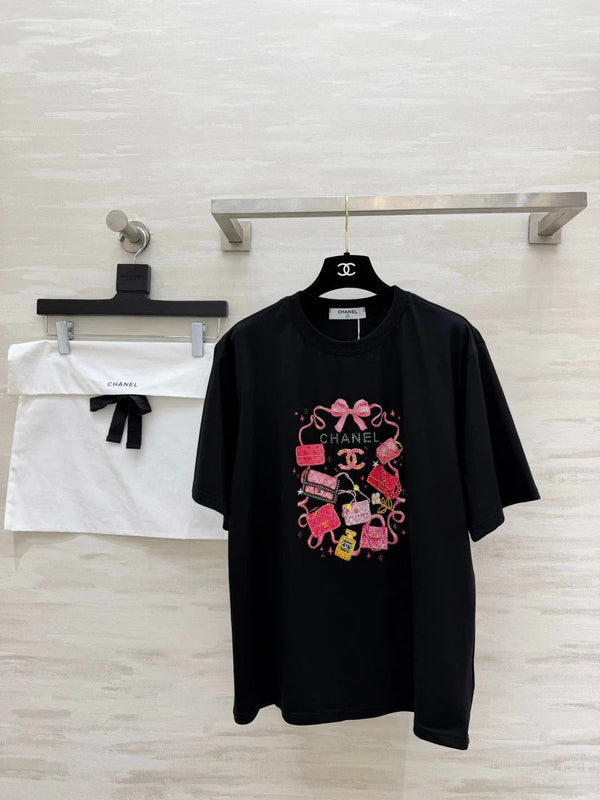 CC 2026 Rhinestone Print T-shirt Cotton 681371