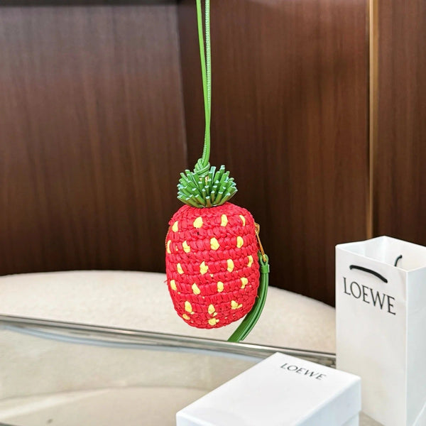 Loew Raffia Calfskin Strawberry Charm