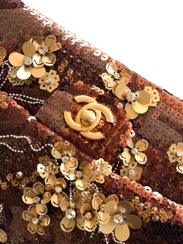 CC 2026 Flap Bag Brown Mix Colors Sequin Leather