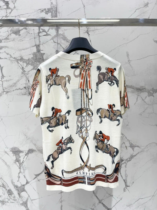 HM 2026 Blend Short-Sleeve Printed Shirt White Mix Colors Wool 653835