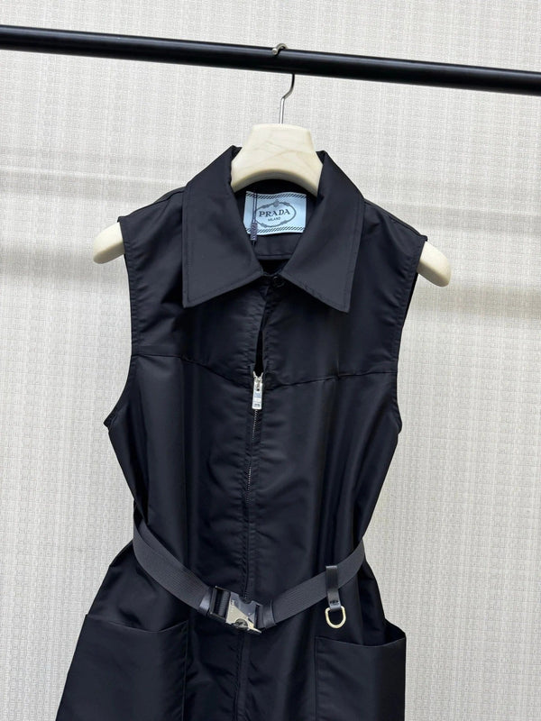 Pra 2026 Belted Sleeveless Utility Dress Black Polyamide 399118