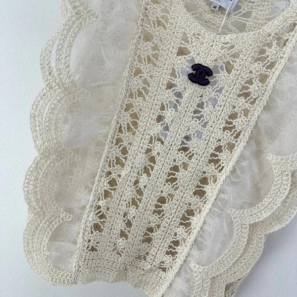 CC 2026 Crocheted Lace Vest Cream Tencel Wool 362357