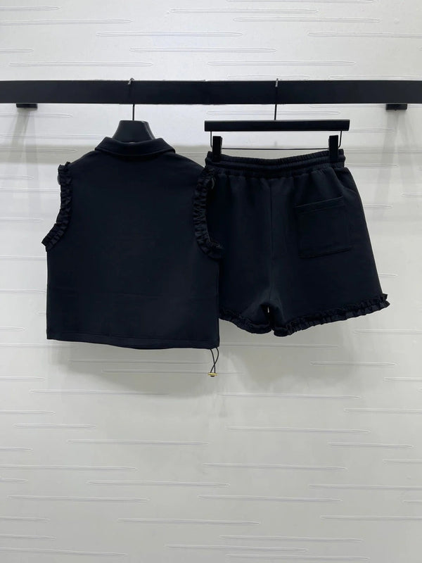 Miu 2026 Vest Shirt and Casual Shorts Set Cotton 645479