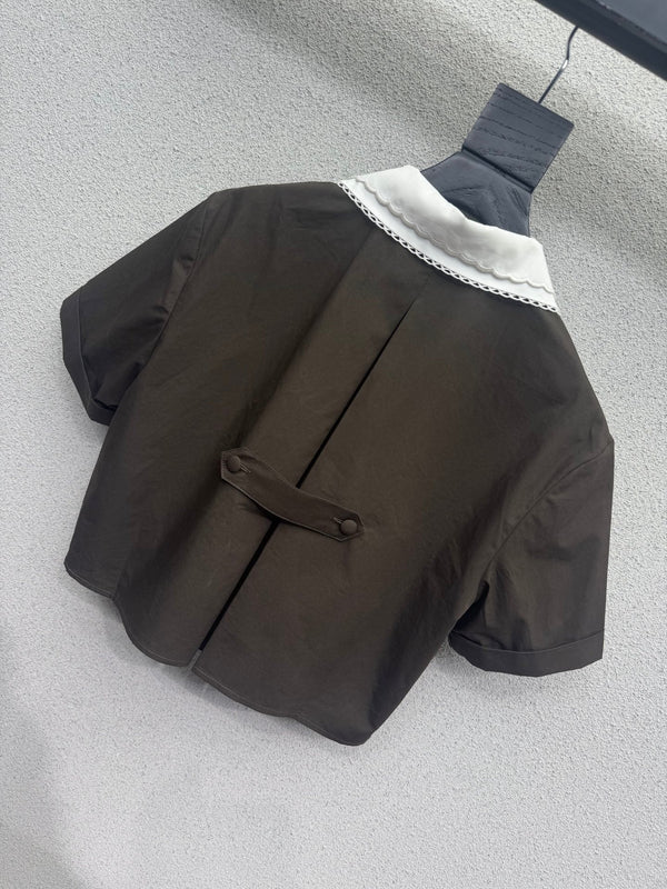 Miu 2026 Shirt And Skirt Set Brown Cotton 400922