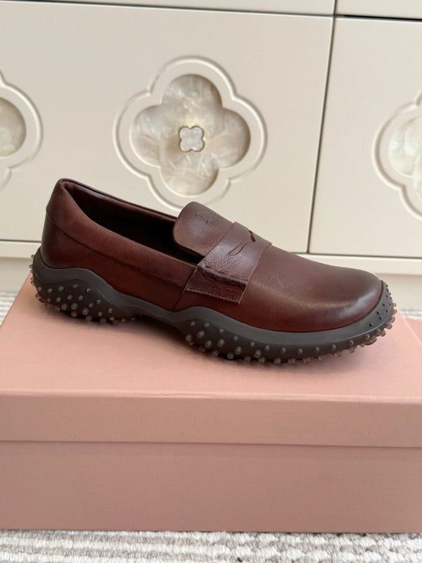 Miu 2026 Retro Distressed Loafers Cowhide 955676