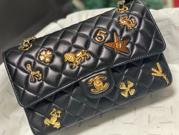 CC 26s Animal Gold Charm Flap Bag Lambskin