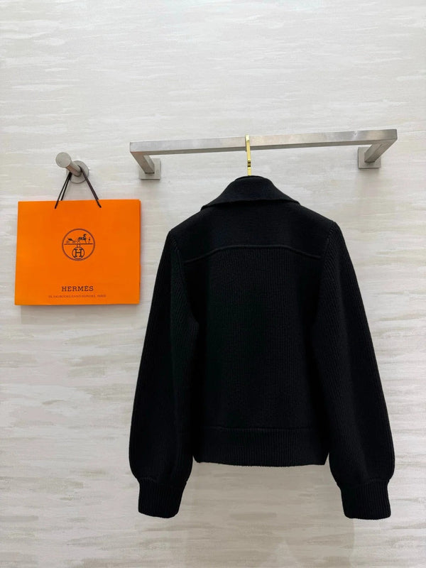 HM 2026 Collared Zip-Up Knit Jacket Wool 408378