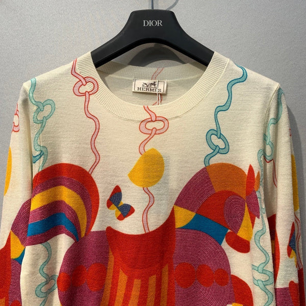 HM 2026 Horse Sweater Cream Mix Colors Wool 413872
