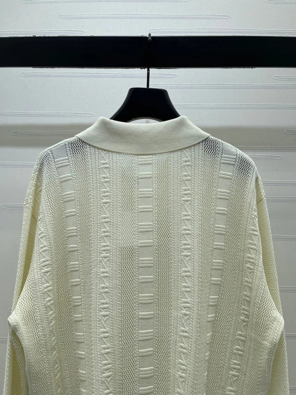 HM 2026 Collared Knit Long-Sleeve Top Cream Tencel Cotton 413333